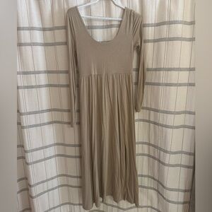 a new day Taupe Scoop Neck Long Sleeve Maxi Dress